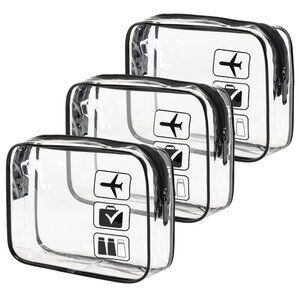TSA Approved Toiletry Bag, 3 Pcs Clear Toiletries Bags Quart Size Travel Makeup